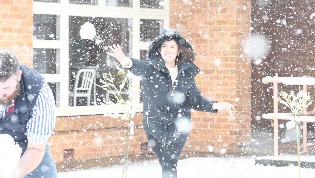 Charis Cavallaro during snow in Orange NSW in 2021. Picture by Jude Keogh