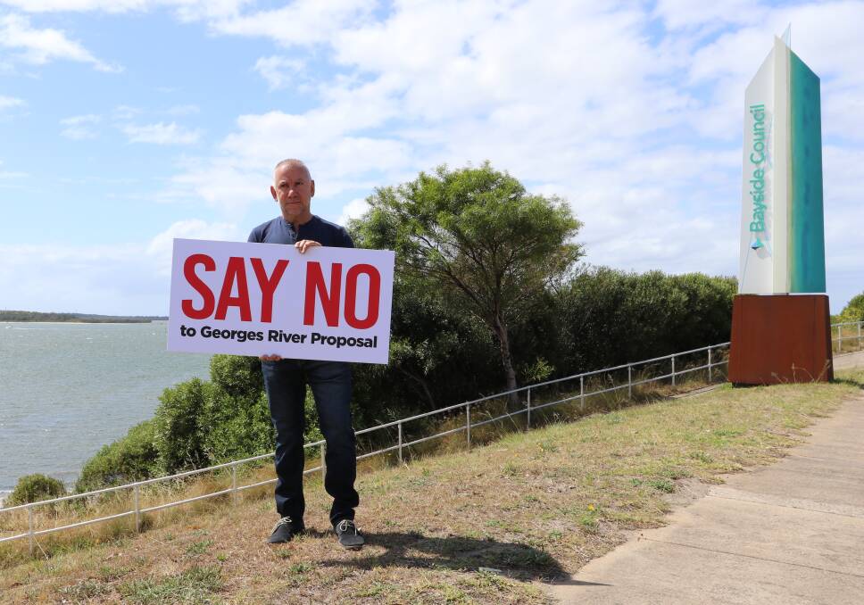 Bayside Council mayor Joe Awada makes his feeling known to Georges River Council.