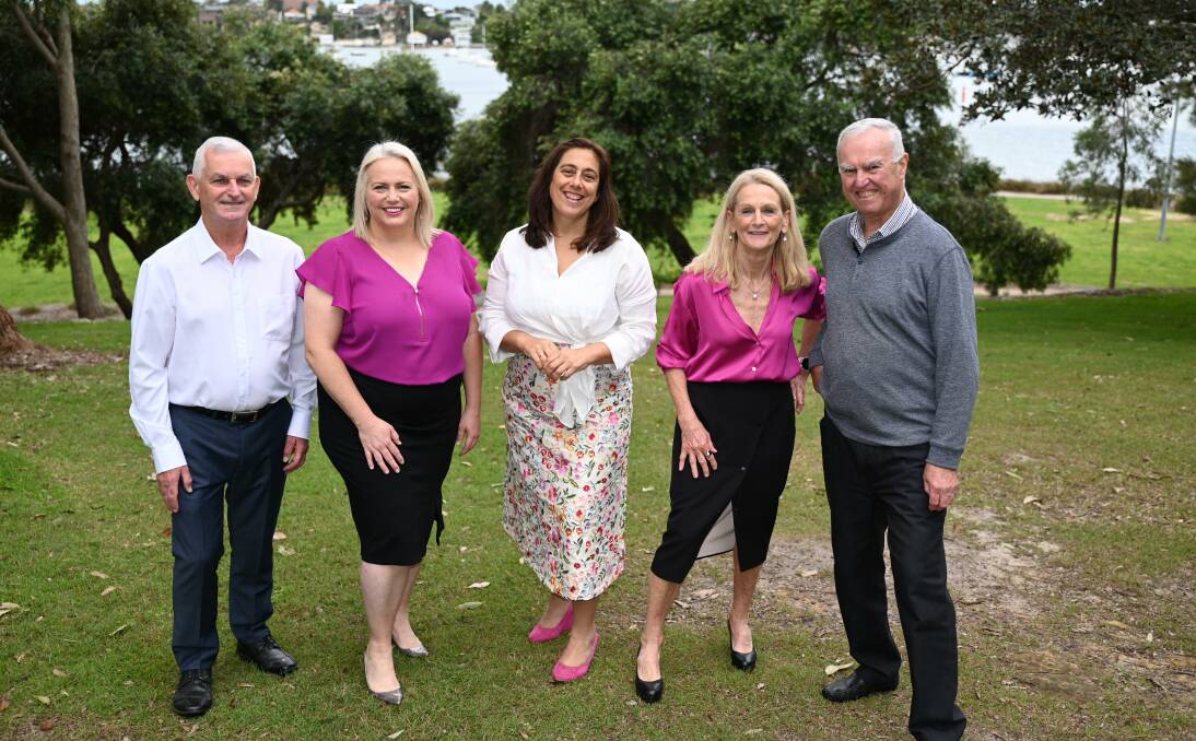 Georges River Residents and Ratepayers (GRRRP) team, from left, Councillor Peter Mahoney, Deputy Mayor Elise Borg, Councillors Christina Jamieson and Natalie Mort, and Bob Jones.