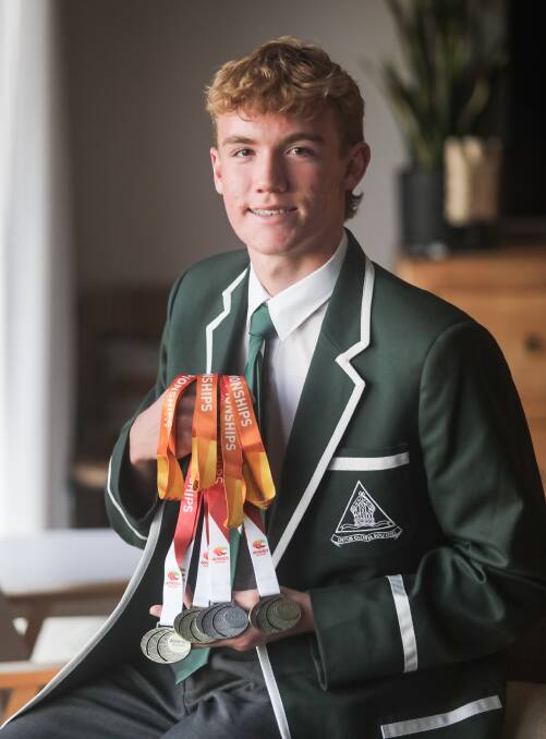  In Adelaide 15 yr old Mason McGroder won the U/17 Long Jump, U/17 400m and also won the U/20 Long Jump. Picture John Veage
