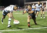 With his double on Friday night winger Sione Katoa has now scored nine tries in his past five games against the Tigers. Picture John Veage