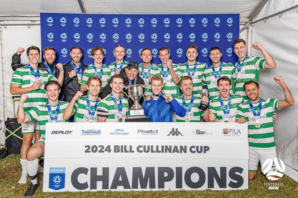 Cronulla Seagullls secured back-to-back Bill Cullinan Cup (All Age Men's) titles with a 3-0 victory over fellow Shire side Caringbah Redbacks. Picture FootballNSW/Nielsen