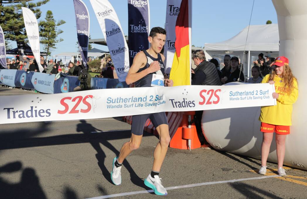 Oyster Bays Thomas Do Canto crossed the 2024 S2S finish line at Cronulla in 32.23 in front of 7629 entrants. Picture John Veage