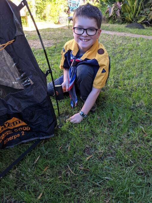 Backyard campsite: This Scout joined a group of 60 who met online and undertook challenges to celebrate the recent Olympics and help buoy each other's spirits during lockdown. Picture: Supplied