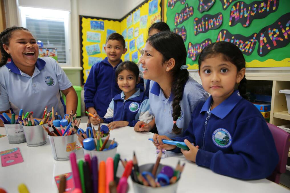 Pupils get crafty at Rockdale Public School. Picture by John Veage