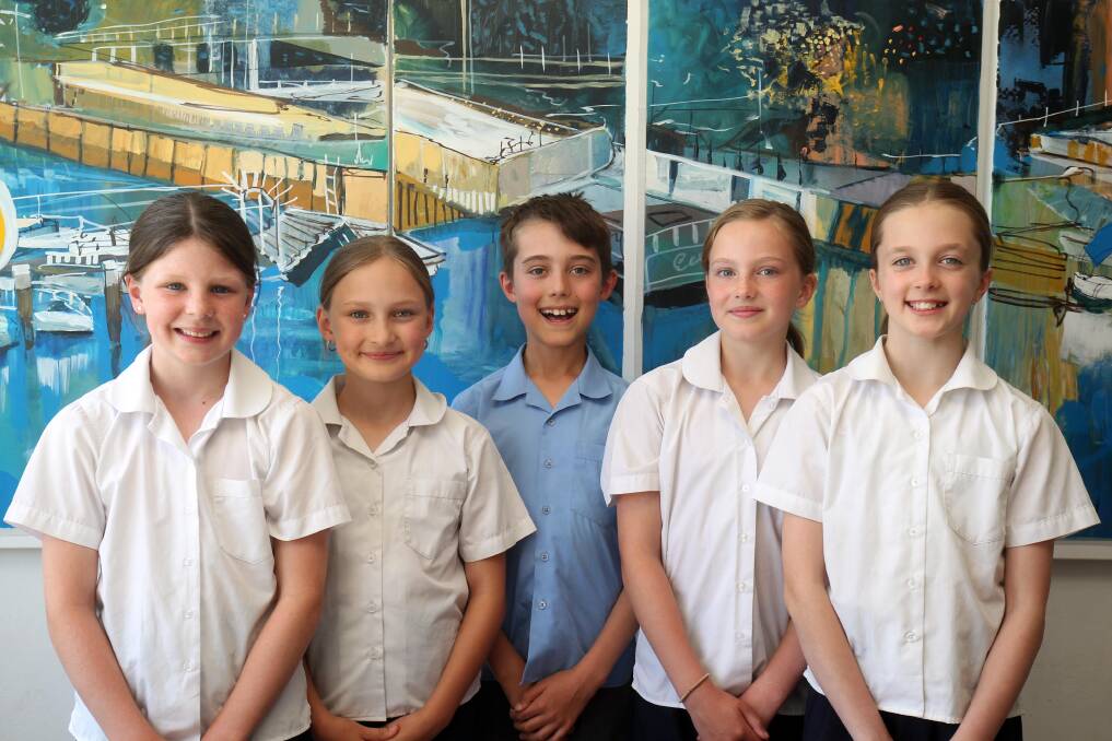 Eliza Stafford, Charlie Howell, Nate Macdonald, Adelyn Gould and Allegra Blyton were the primary school winners of the Game Changer Challenge 2023. Picture by Chris Lane