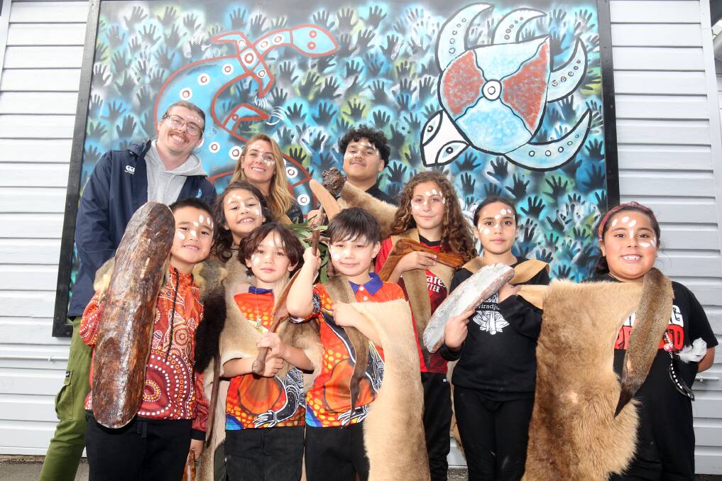 Rockdale Public School marks NAIDOC Week with Hayley Goodrick of Djalgala Aboriginal Education, teacher Josh Turner and Tyrell Corby on the final week of term before students go on holidays. Picture by Chris Lane
