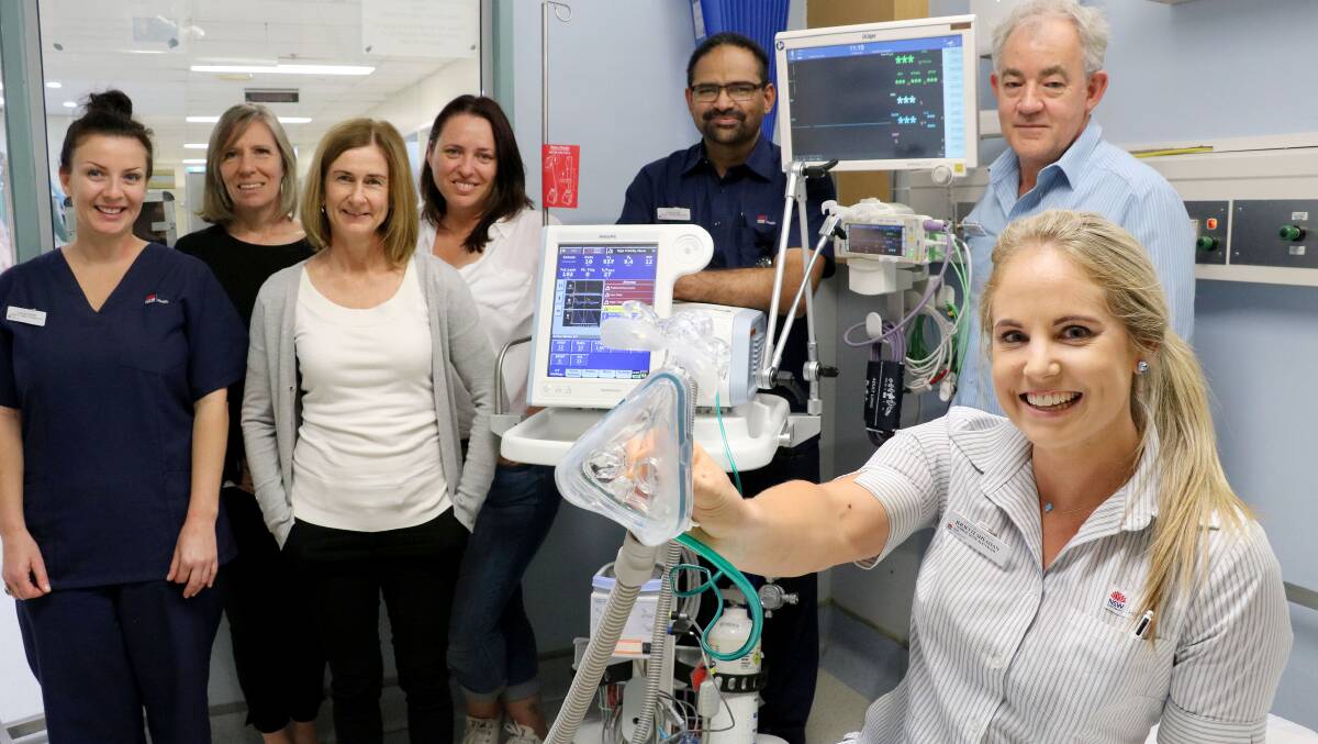 Lifesaving equipment: Kylie Richardson (third from left) at St George Hospital with the V60 Plus Ventilator. Picture: Supplied
