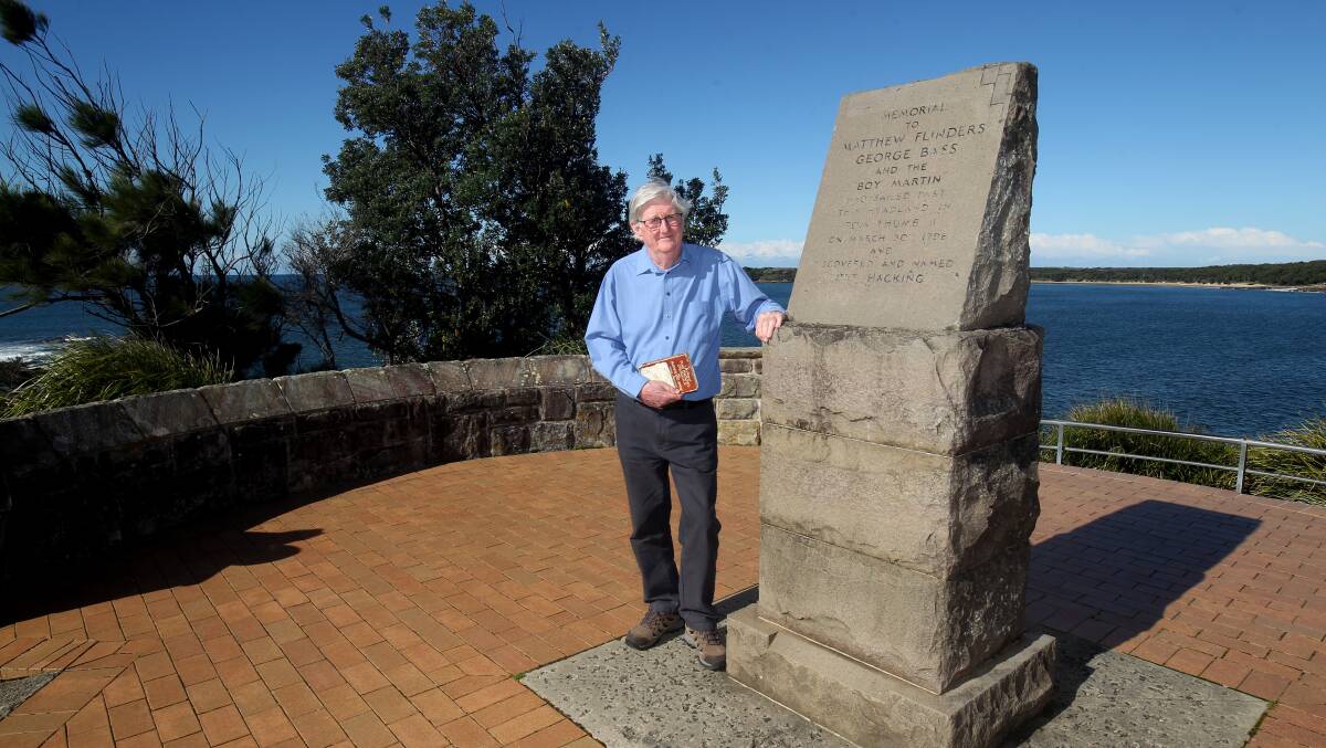 Paul Kelly at the Bass and Flinders monument, which was paid for by Frank Cridland. Picture by Chris Lane
