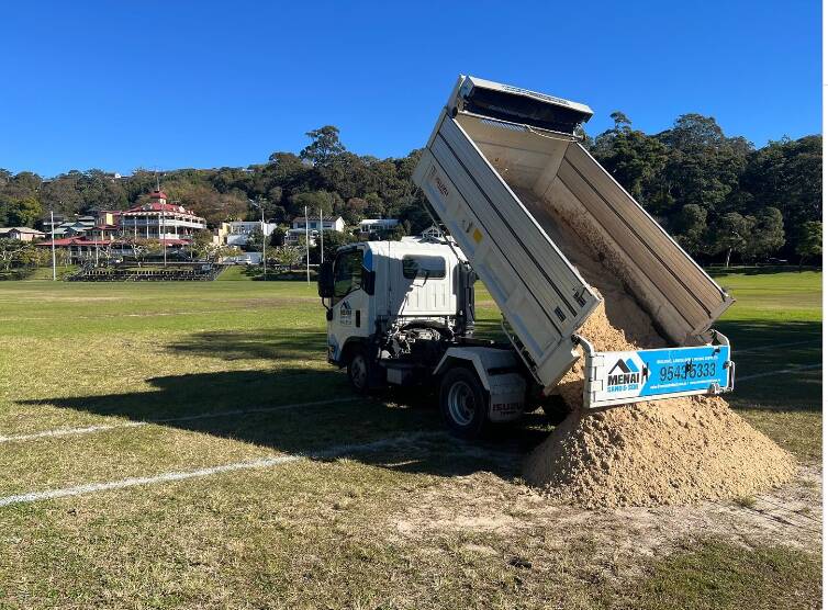 Como Crocs sponsor Menai Sand and Soil answers a last minute SOS to help get the Sylla Bay Oval fields ready for play on the weekend. Picture Instagram
