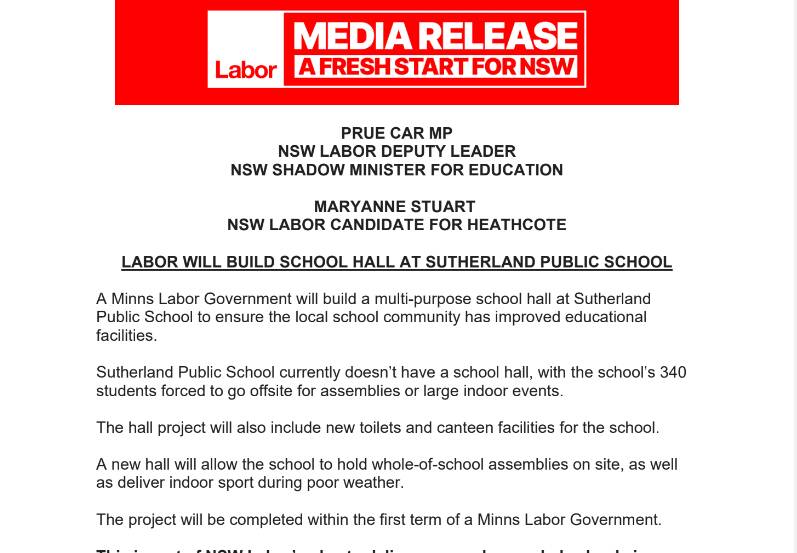 The media release issued in February 2023. 