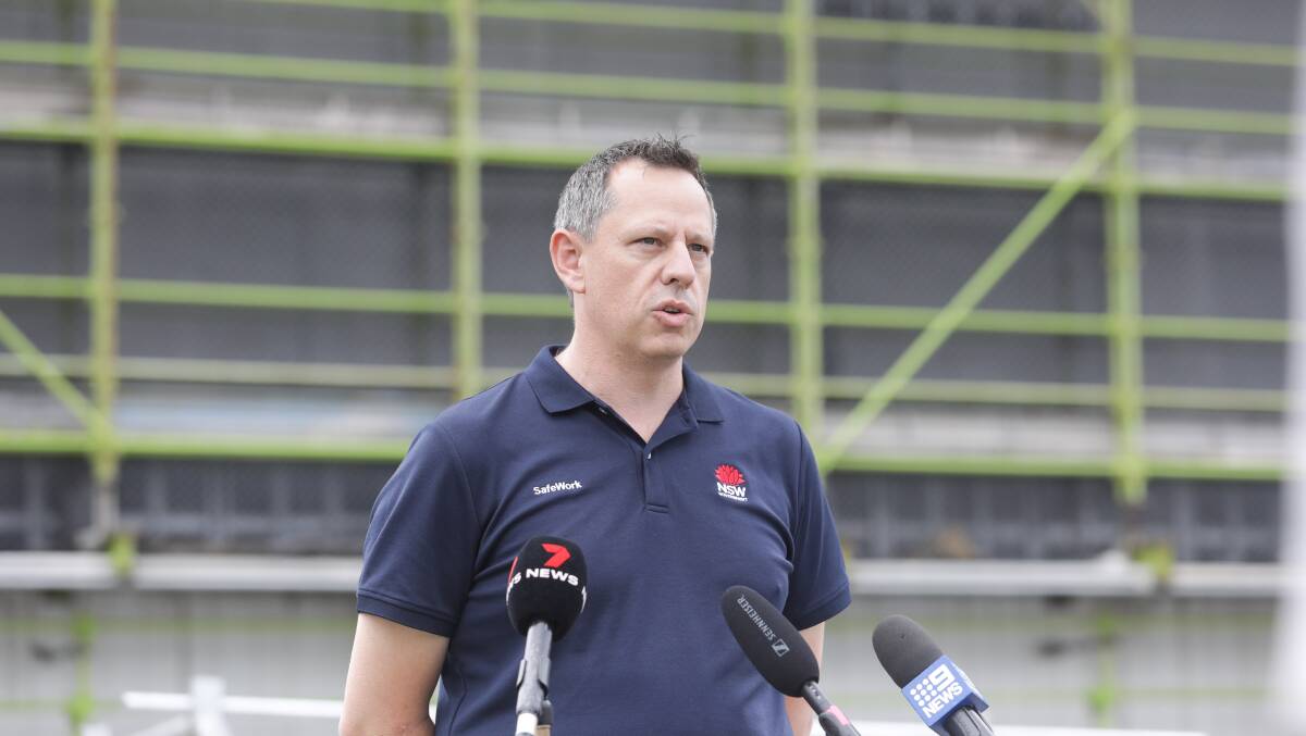 Head of SafeWork NSW, Trent Curtin, at a media conference at Hurstville. Picture by John Veage