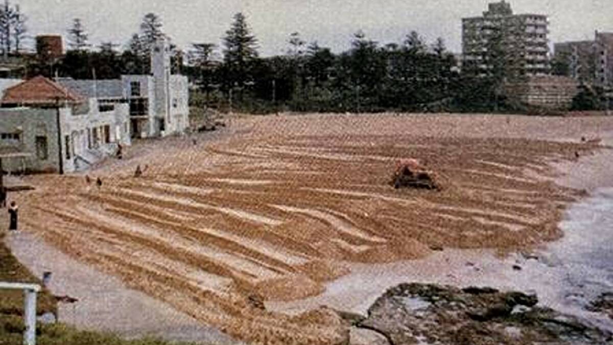 Sand restoration at Cronulla beach in 1977. Picture supplied