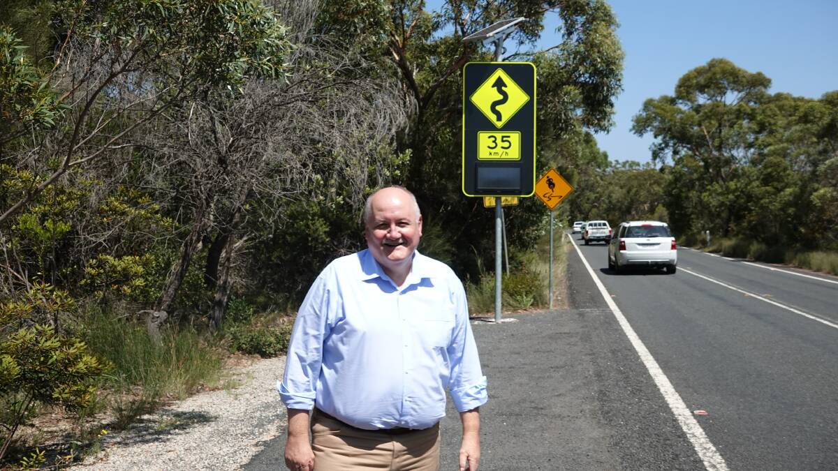 Heathcote MP Lee Evans next to Sir Bertram Stevens Drive, which is among roads to benefit from the funding. Picture: supplied