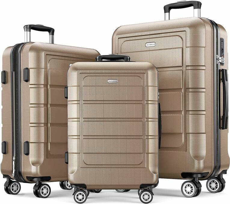 SHOWKOO Luggage Sets Expandable PC+ABS Durable Suitcase Double Wheels. Picture by Amazon