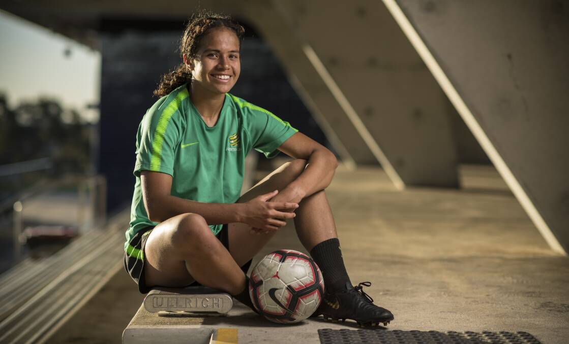 Teenage star ,Mary Fowler, 16, is in line for a World Cup debut for Australia against Jamaica early Wednesday morning (AEST). Picture: Wolter Peeters