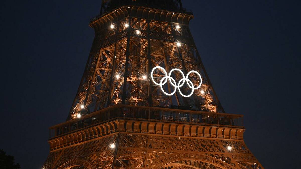 The Olympic Rings adorn the Eiffel Tower during the opening ceremony of the Paris Games. (Dan Himbrechts/AAP PHOTOS)