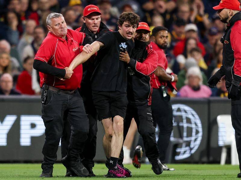 This Adelaide Oval pitch invader has been banned for life by the AFL from attending games. (Matt Turner/AAP PHOTOS)