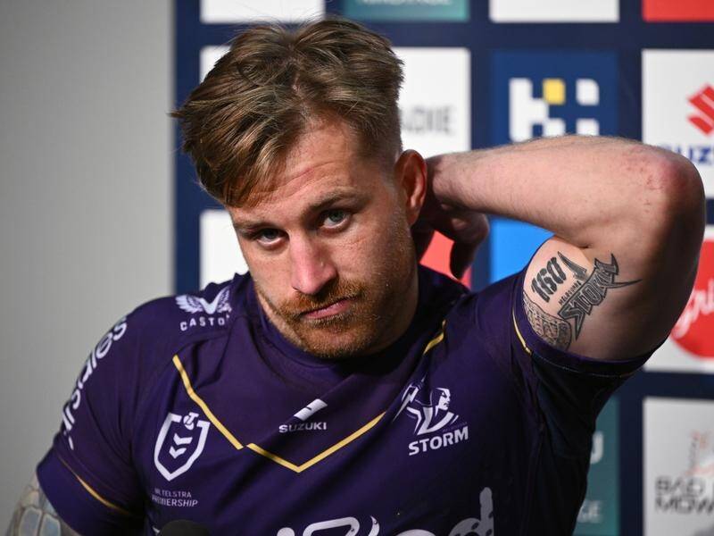 The Storm continue to sweat over the fitness of Cameron Munster ahead of a meeting with Brisbane. (Joel Carrett/AAP PHOTOS)