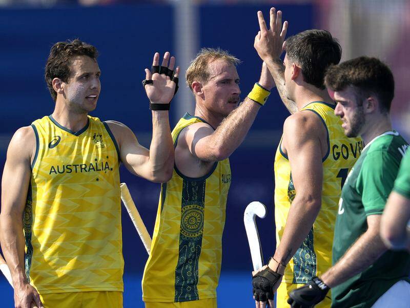 The Kookaburras have made it back-to-back wins at the Paris Olympics, beating Ireland 2-1. Photo: AP PHOTO