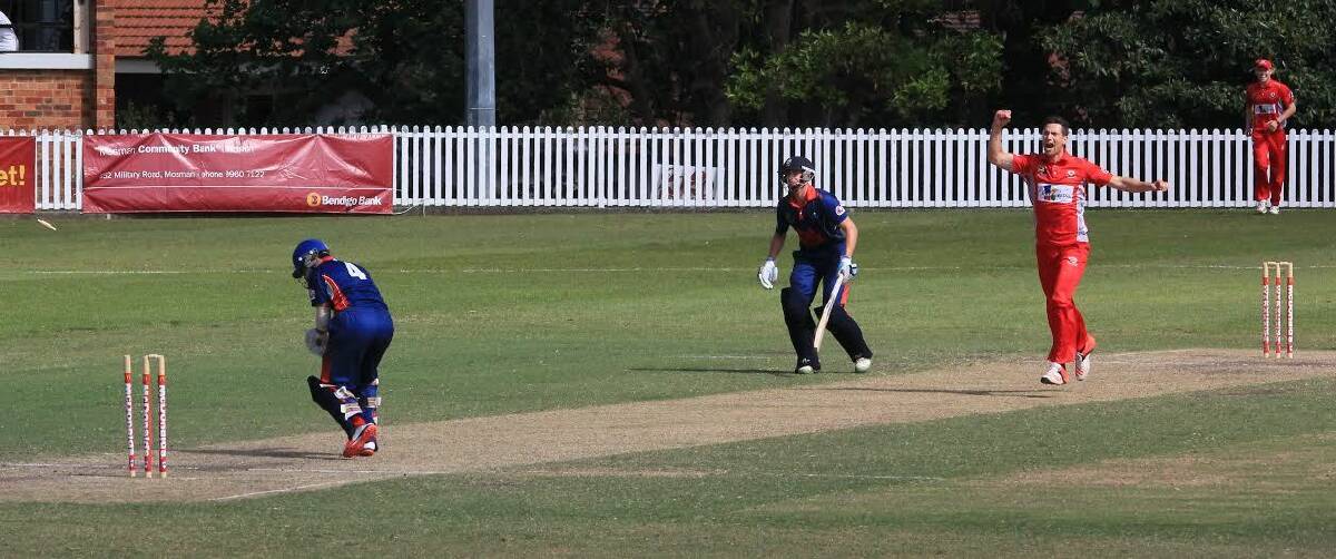 Clean bowled:  (right) St George fast bowler Andrew Walsh took 2-16 in Sunday’s Twenty20 Cup game. 
