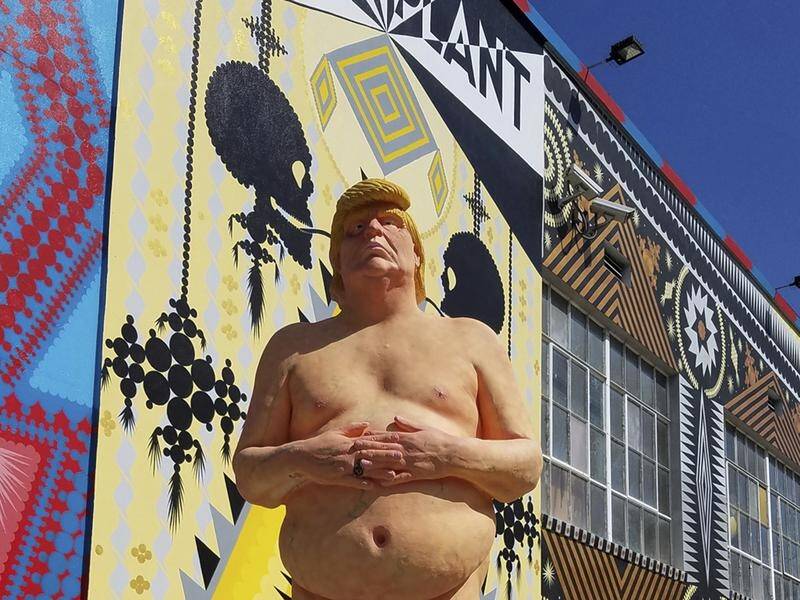 The statue is part of a series of depictions of a nude Trump by anarchist artist group INDECLINE.