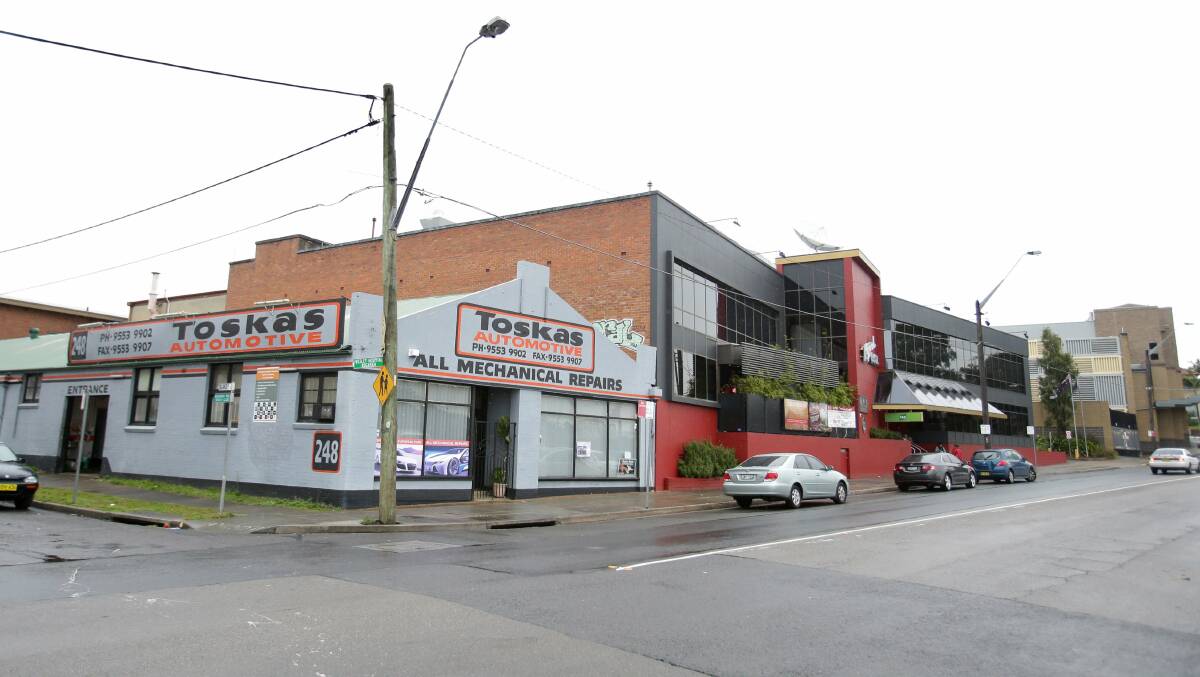 Developer partnership: Kogarah RSL Club (red building) has submitted a development application for a 12-storey mixed-use building. The lot on the corner of Railway Parade and Blake Street, where a mechanic is located, is not part of the project site.

