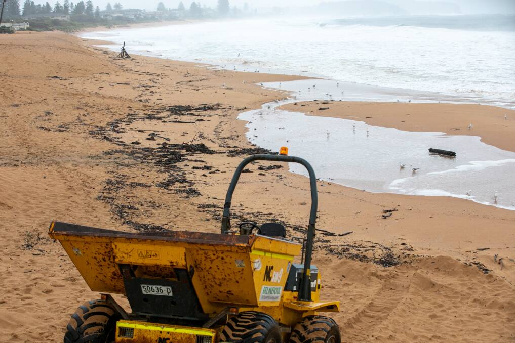 WILD WEATHER: Road ends at Collaroy were stabilised on Friday ahead of the east coast low. Picture: Geoff Jones