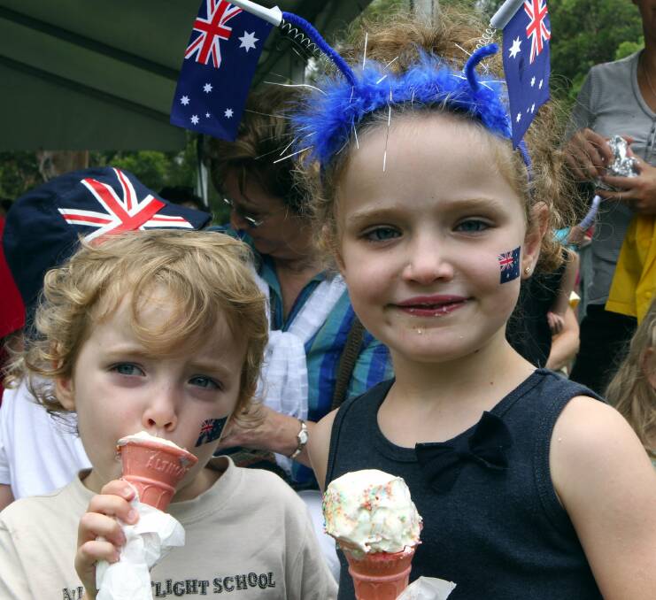 True blue: Billy and Natasha Black enjoy last year's Australia Day celebrations at Oatley Park.