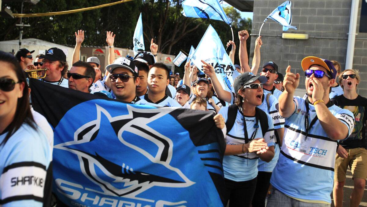 The Sharks start the season off with a win-fans march in.Picture Chris Lane